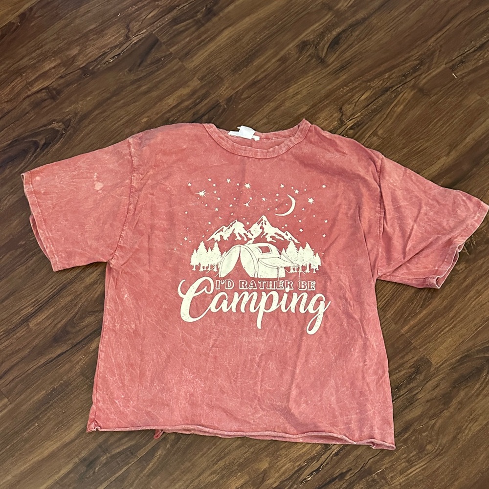 'I'd Rather Be Camping' crop t shirt - medium